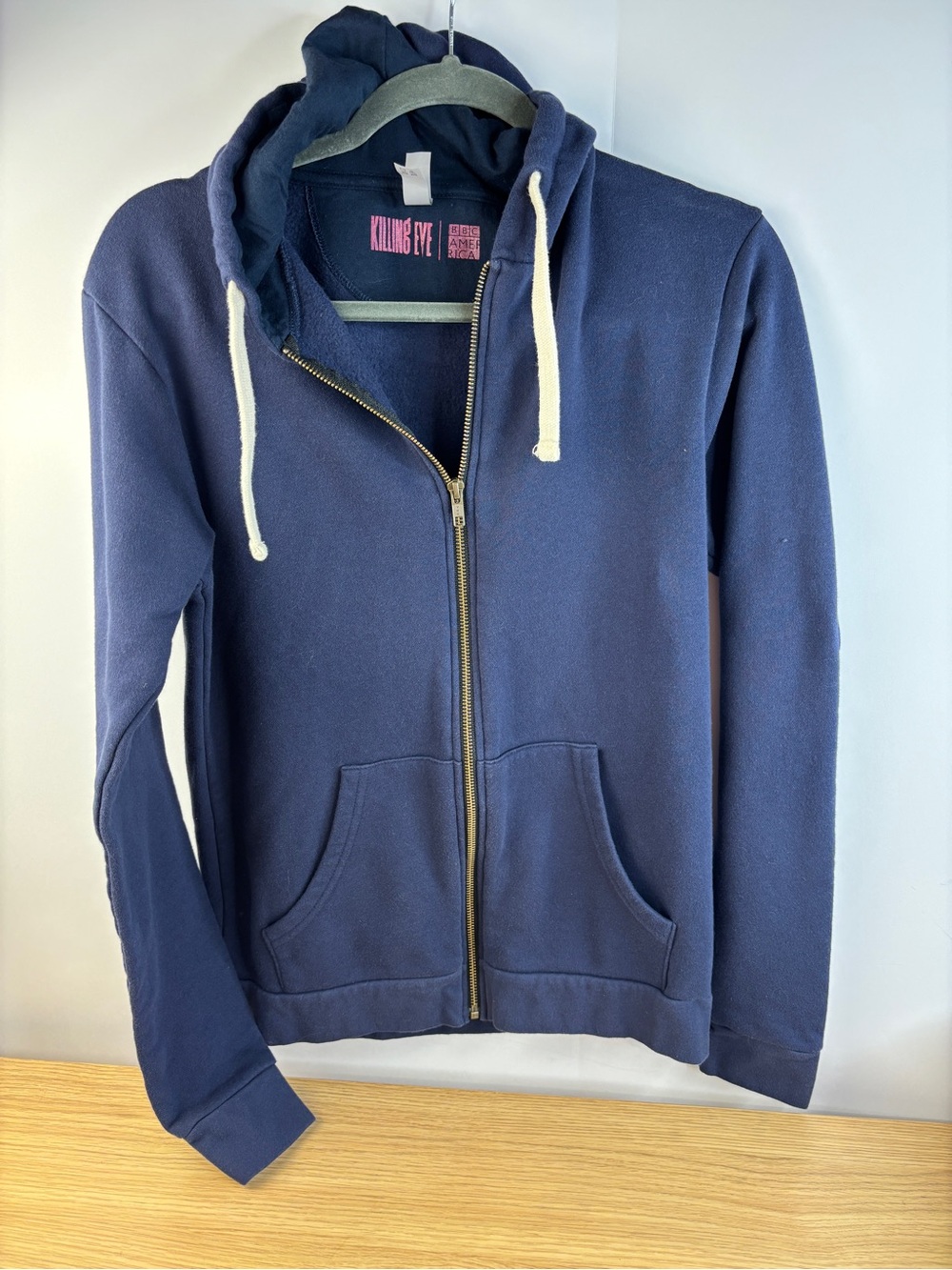 Next Level “Killing Eve” Pig with Hat Zip Up Hoodie in Blue + Pink - Picture 3 of 5